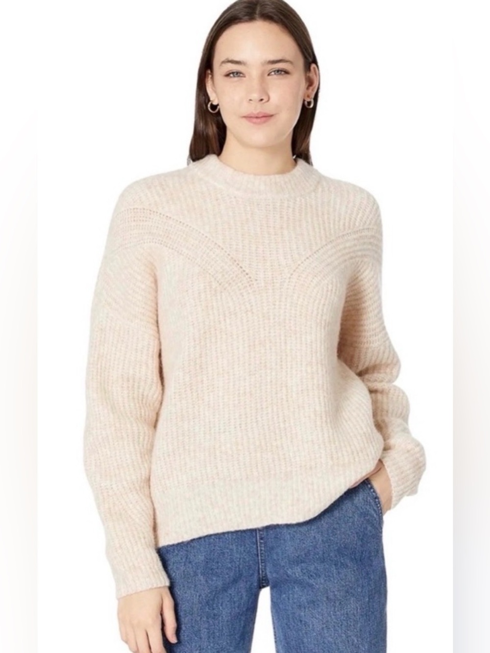 Madewell Cozy Wool oversized Crewneck Sweater in cream size small #1218